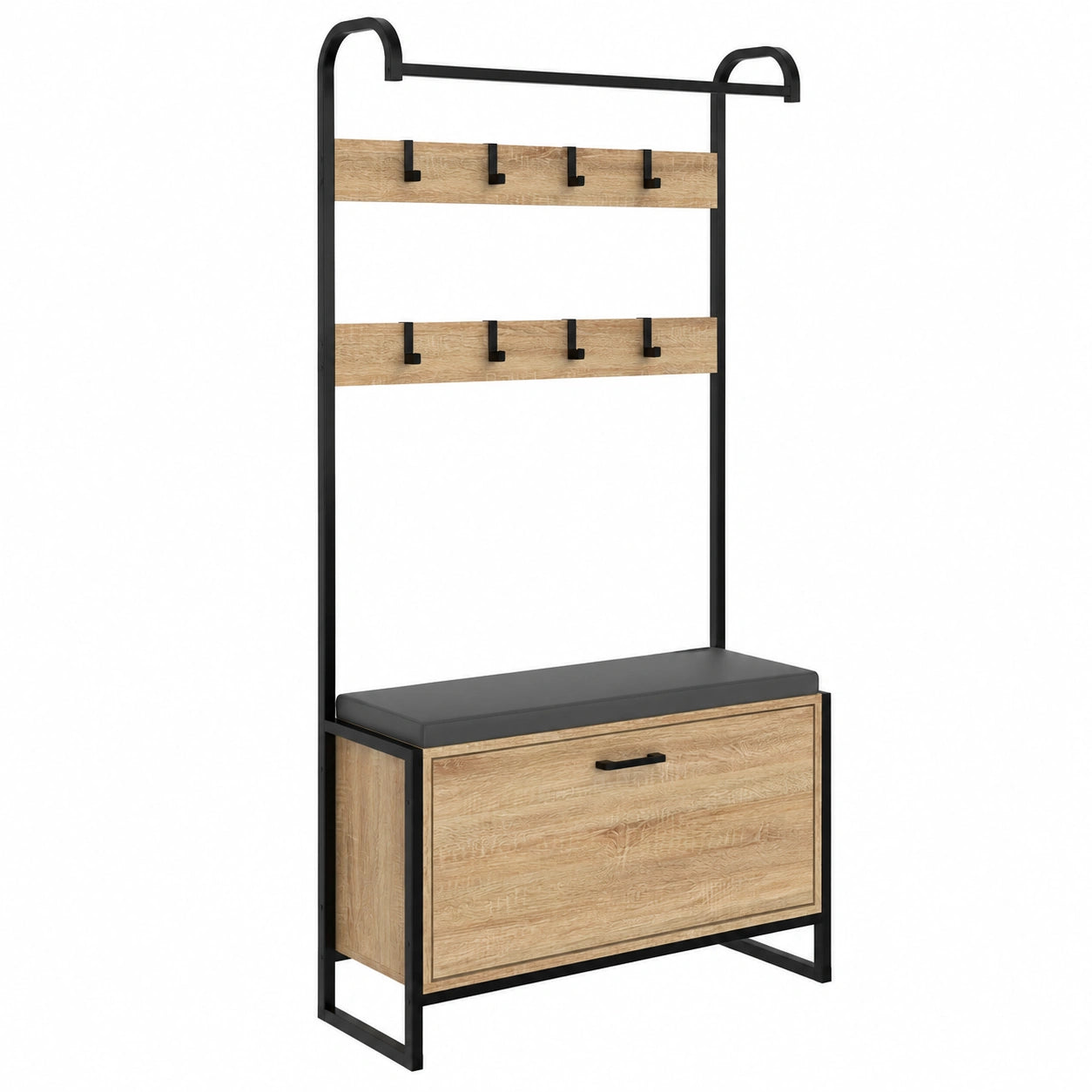 Porte-manteaux helvarexo avec portes en bois, idéal pour l'entrée ou le couloir, offrant espace de rangement pratique.