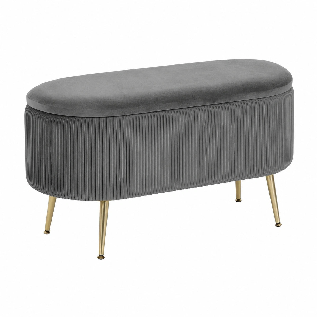 Lit en velours côtelé gris et doré avec espace de rangement, dimensions 100x40x53 cm, meuble de chambre moderne.