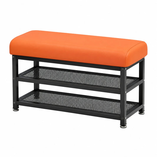 Banquette rembourrée avec étagères, meuble de rangement pour espace de vie, design moderne de la marque Helvarexo.