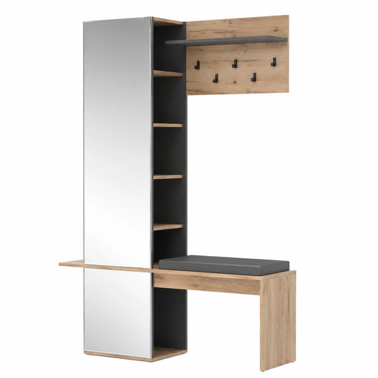 Armoire en chêne de 120 x 190 cm avec finition dorée, meuble de rangement pour chambre, par helvarexo
