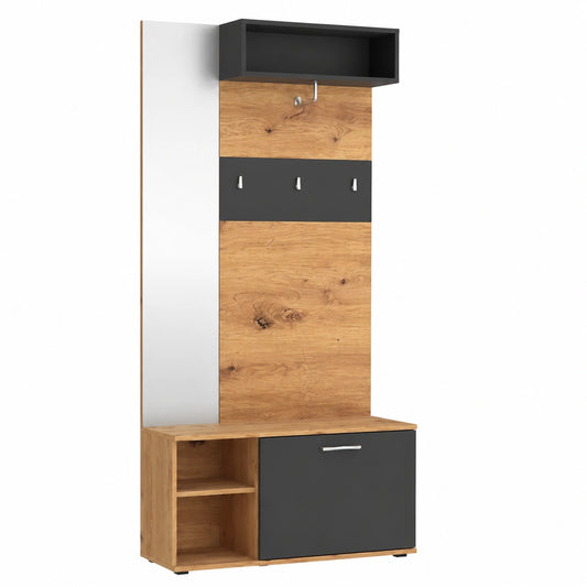 Porte-manteaux en bois helvarexo avec crochets pour l’entrée ou le couloir, design pratique et élégant.