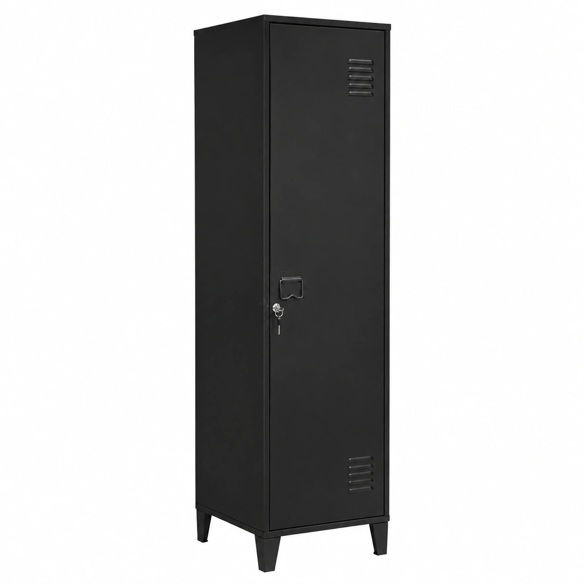 Porte-manteaux en métal noir avec portes, meuble d’entrée ou couloir, design moderne, par helvarexo