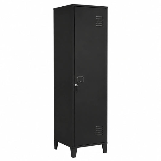 Porte-manteaux en métal noir avec portes, meuble d’entrée ou couloir, design moderne, par helvarexo