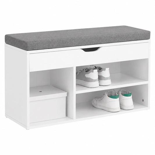 Banquette avec tiroirs helvarexo, meuble de rangement en bois, dimensions 80x30x46 cm, pour espace de vie.