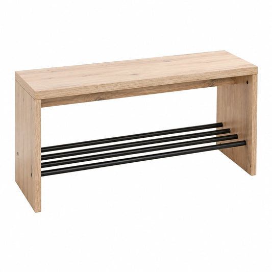 Meuble à chaussures helvarexo en chêne noir avec étagères en bois pour l’entrée ou le couloir.