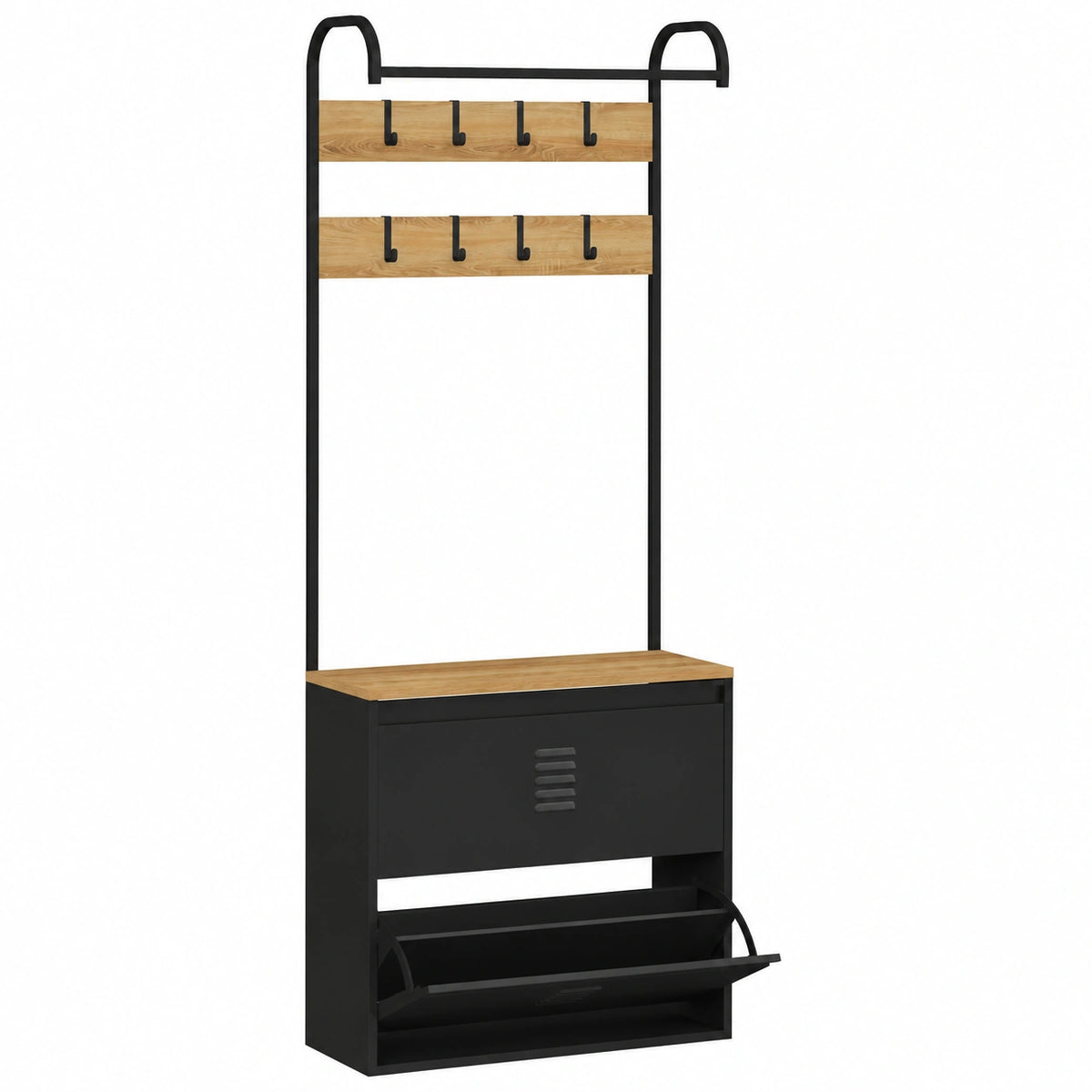 Porte-manteaux en métal noir avec portes, meuble d’entrée ou couloir, style moderne, par helvarexo.