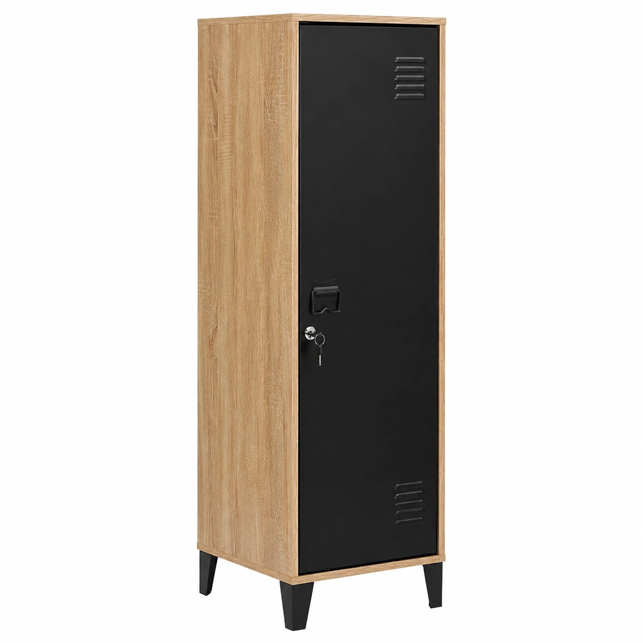 Porte-manteaux en métal noir avec portes, pour entrée ou couloir, meuble d'entrée de la marque Helvarexo.