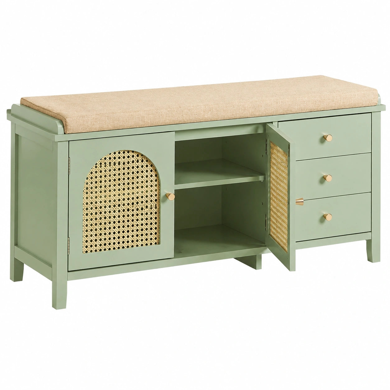 Banquette en bois avec tiroirs de 100x34x46 cm, style moderne, pour espace de vie, par helvarexo.