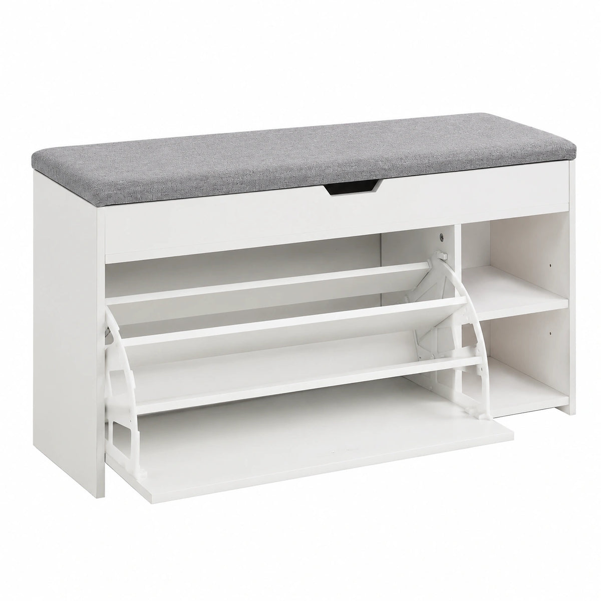 Banquette blanche avec rangement, 100x30x52 cm, pour espace de vie, meuble pratique de la marque helvarexo.