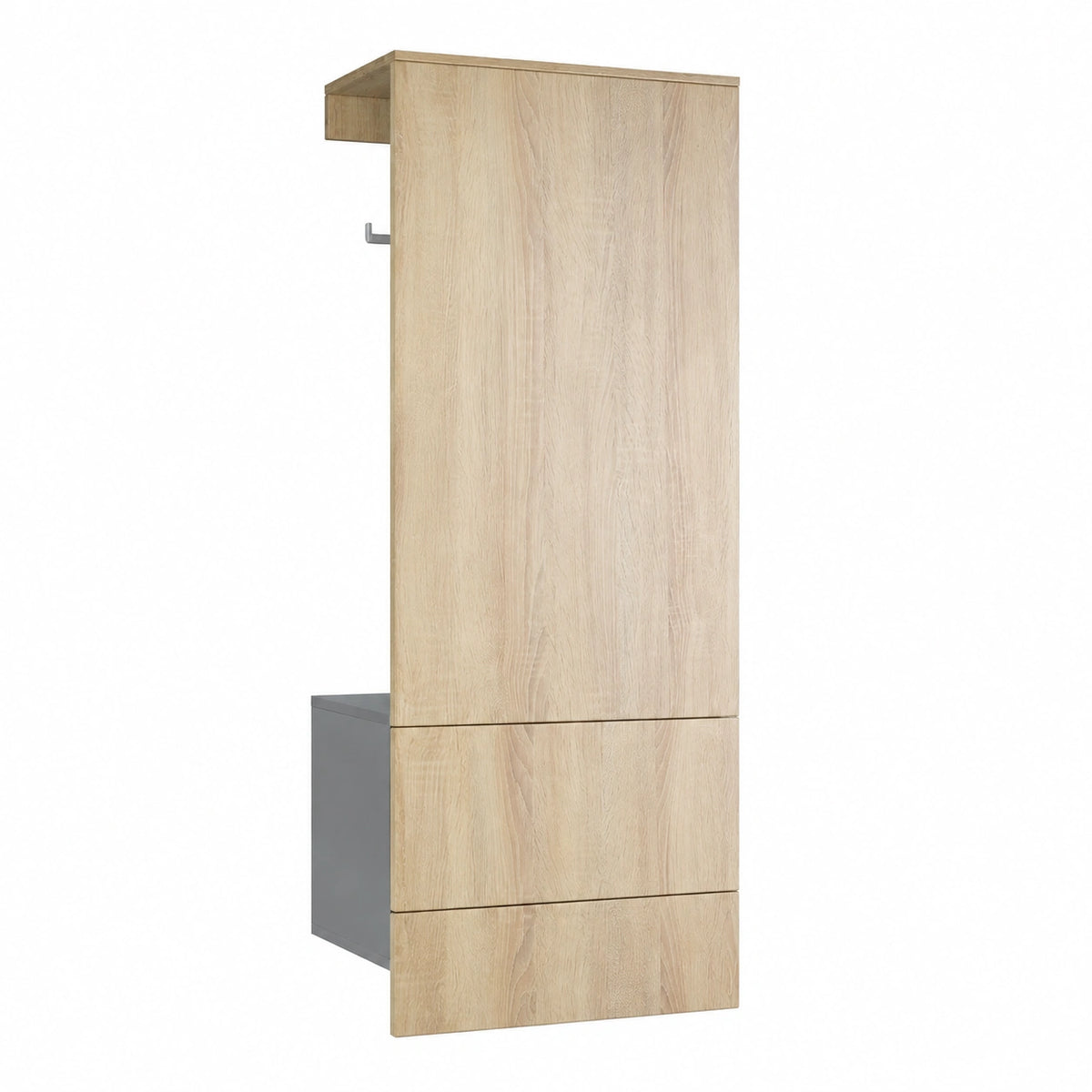 Porte-manteaux en chêne avec portes, meuble d’entrée helvarexo, anthracite, dimensions 52x193x35 cm, pour entrée ou couloir