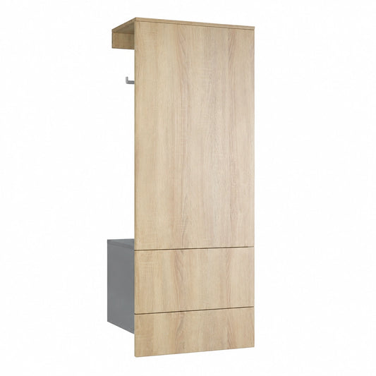 Porte-manteaux en chêne avec portes, meuble d’entrée helvarexo, anthracite, dimensions 52x193x35 cm, pour entrée ou couloir