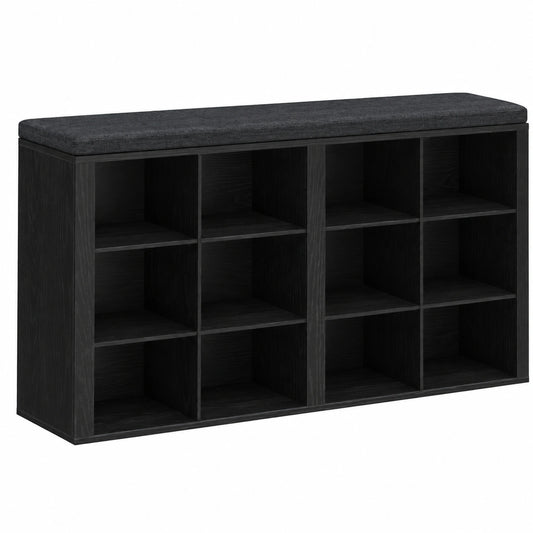 Meuble à chaussures noir helvarexo avec rangement pour entrée ou couloir, design pratique et moderne.