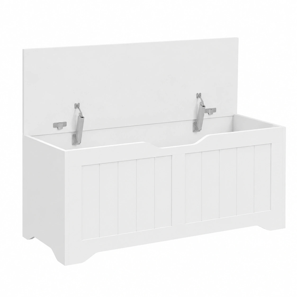 Coffre de rangement extérieur blanc Helvarexo, 80x40x45 cm, pour terrasse ou jardin, en plastique robuste avec espace de stockage.