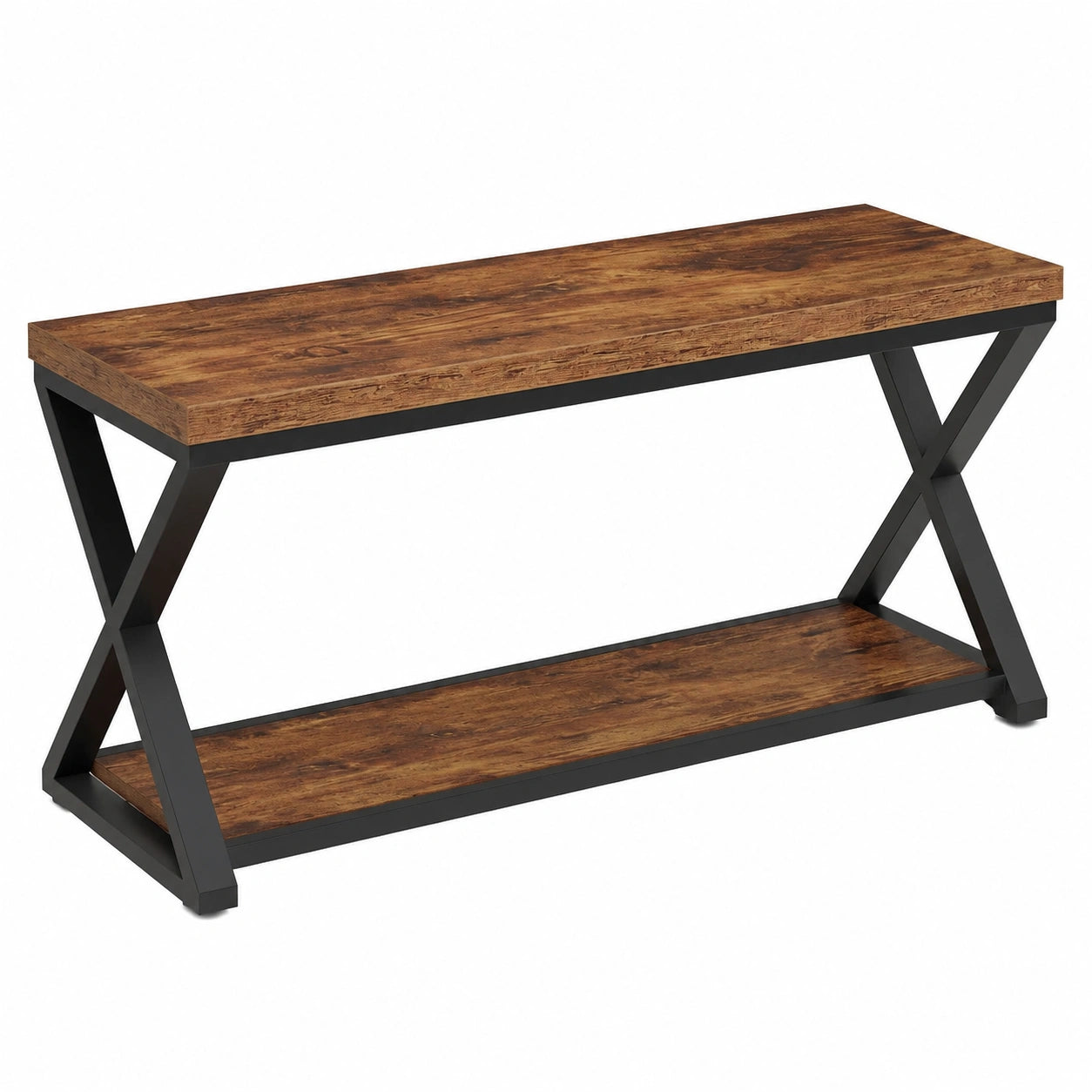 Banquette en métal brun avec rangement, idéale pour les espaces de vie, de la marque helvarexo, design pratique et moderne.