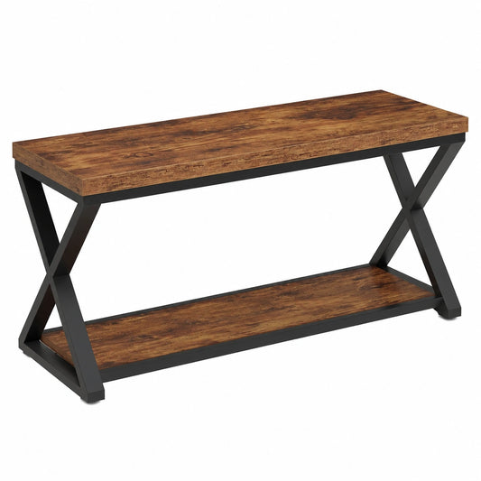 Banquette en métal brun avec rangement, idéale pour les espaces de vie, de la marque helvarexo, design pratique et moderne.