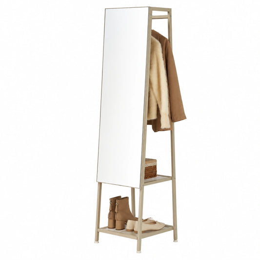 Porte-manteaux en métal et verre helvarexo avec étagères de rangement, meuble d’entrée moderne 160x40x35 cm.